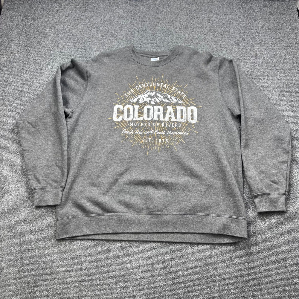 Port‎ & Company Colorado Mountain Graphic Gray Pullover Sweatshirt